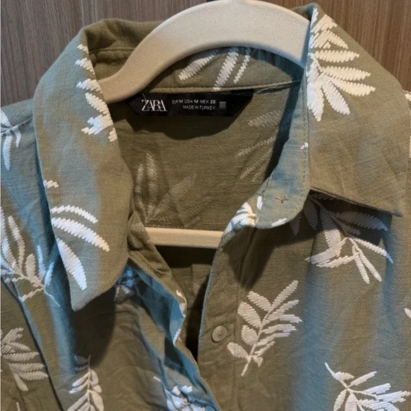 Zara Green Leaf Print mini dress size medium - Picture 5 of 6